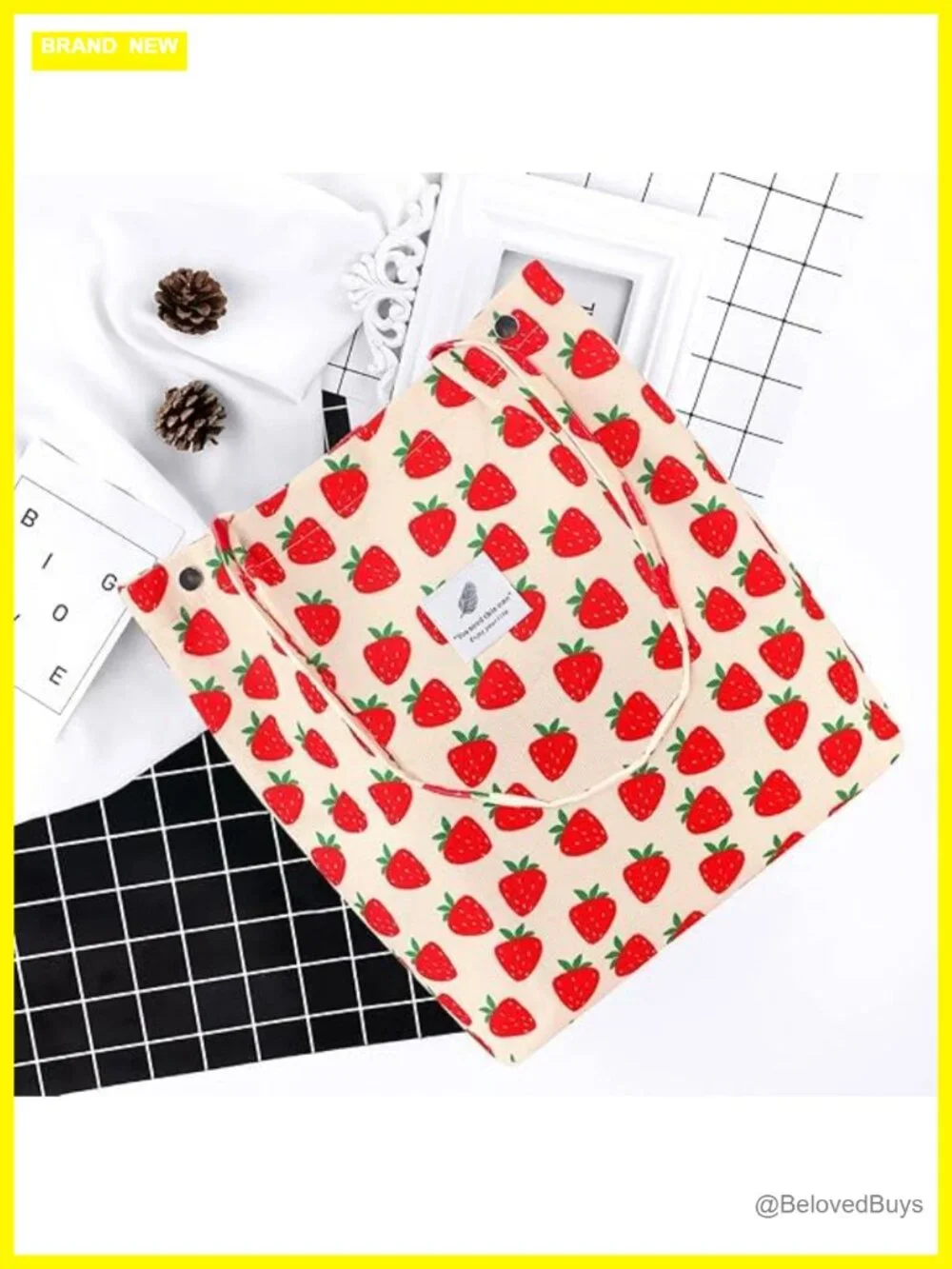 Large Capacity Corduroy Tote Bag with Inner Pockets